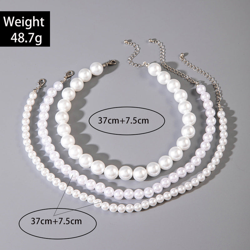 Elegant Synthetic Pearl Triple Multi Layer Choker Three Layer Pearl Necklaces