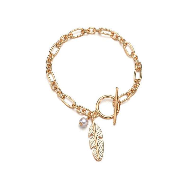 Leaf Charm Chain Bracelet