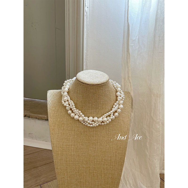 White Multi-Layer Pearl Wedding Necklace
