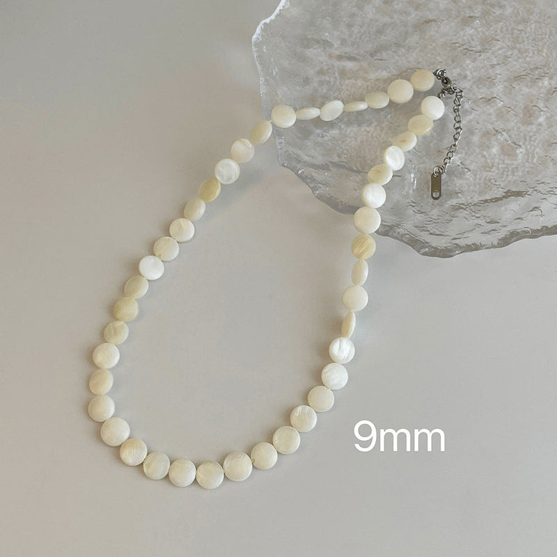 Natural Shell Disc Beading Choker Necklaces