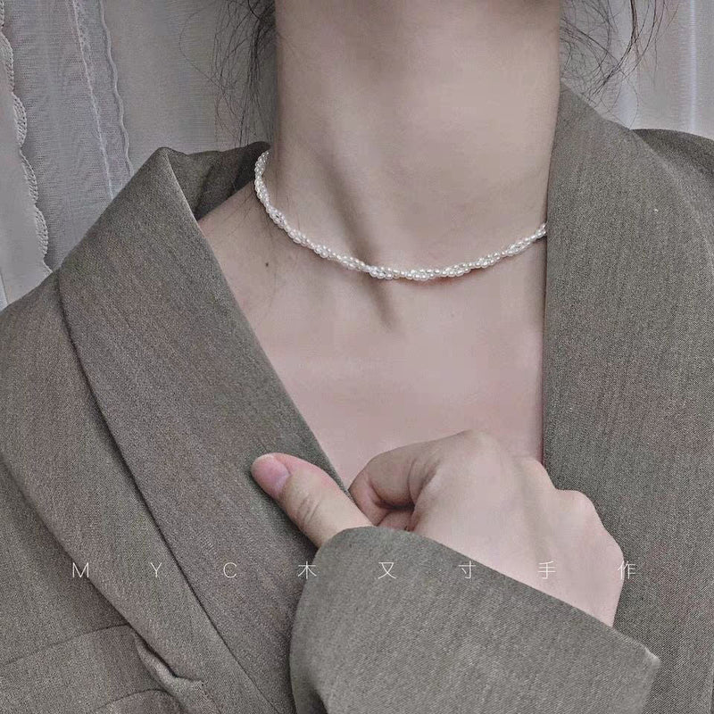 Vintage Layered Pearl Choker Necklace Double Strand Pearl Necklace