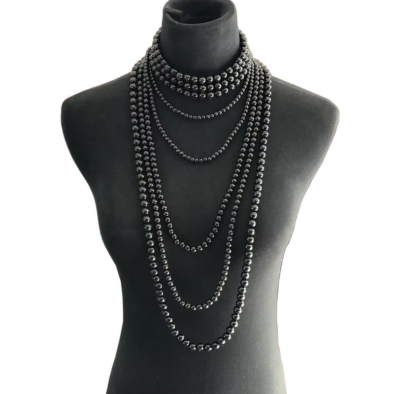 Multiple Long Beaded Vintage Collar Jewelry Imitation Pearl Baroque Style Necklace