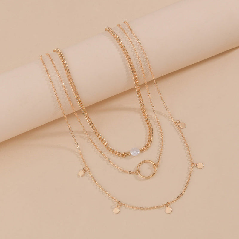 Boho Multilayered Pearl Pendant Necklace