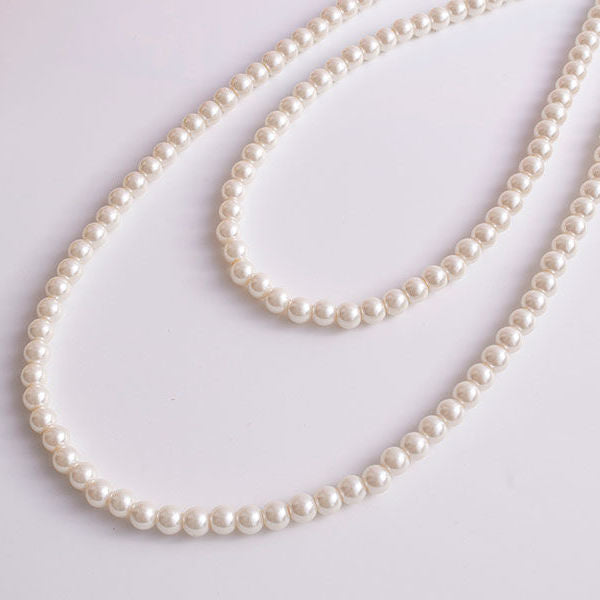 Multi Strand Glass Faux Pearl Layer Necklace for Women Girls