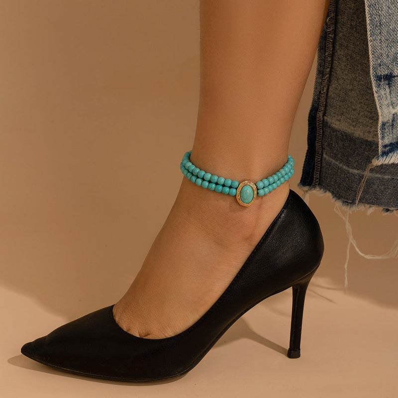 Elegant Multilayer Pearl Anklets High Heels Beaded Anklet Jewelry