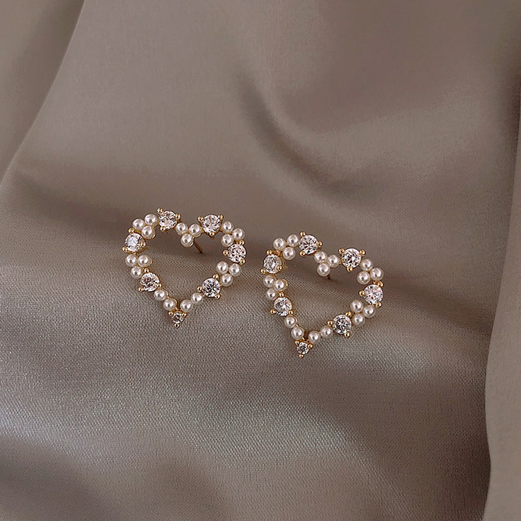 Sweet Little love Pearl Rhinestone Earrings