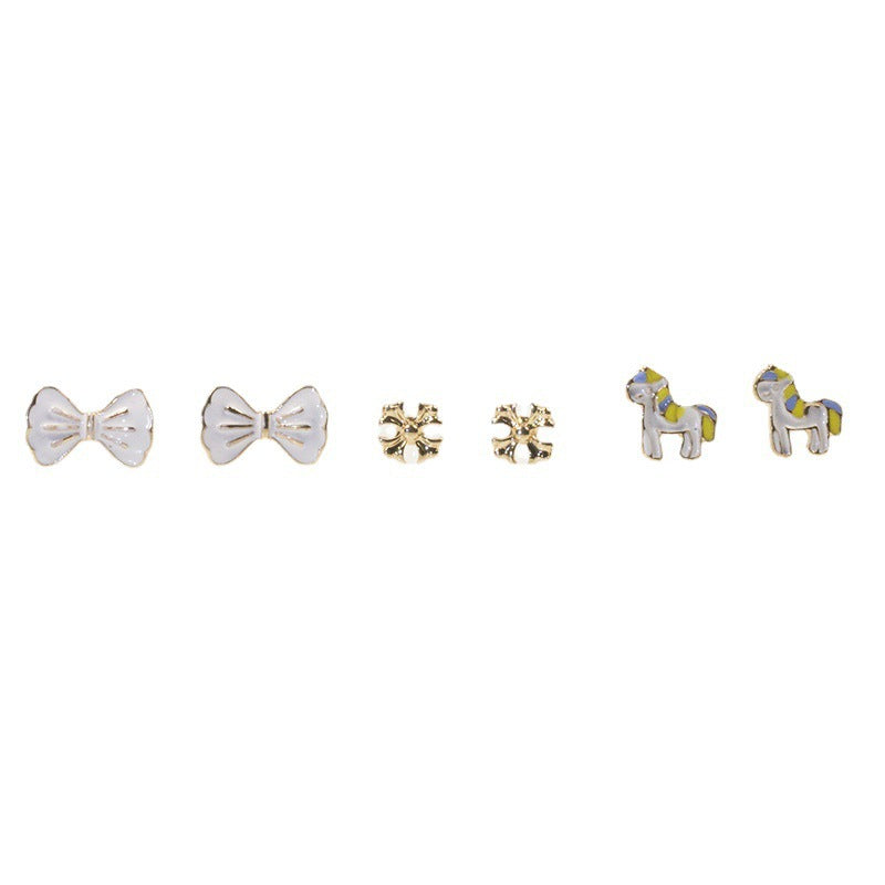 Bow pony earring set