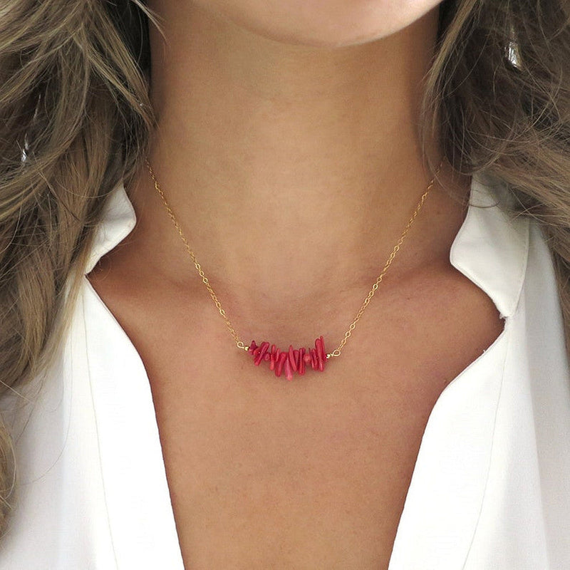 Red Coral Stone Lucky Necklace