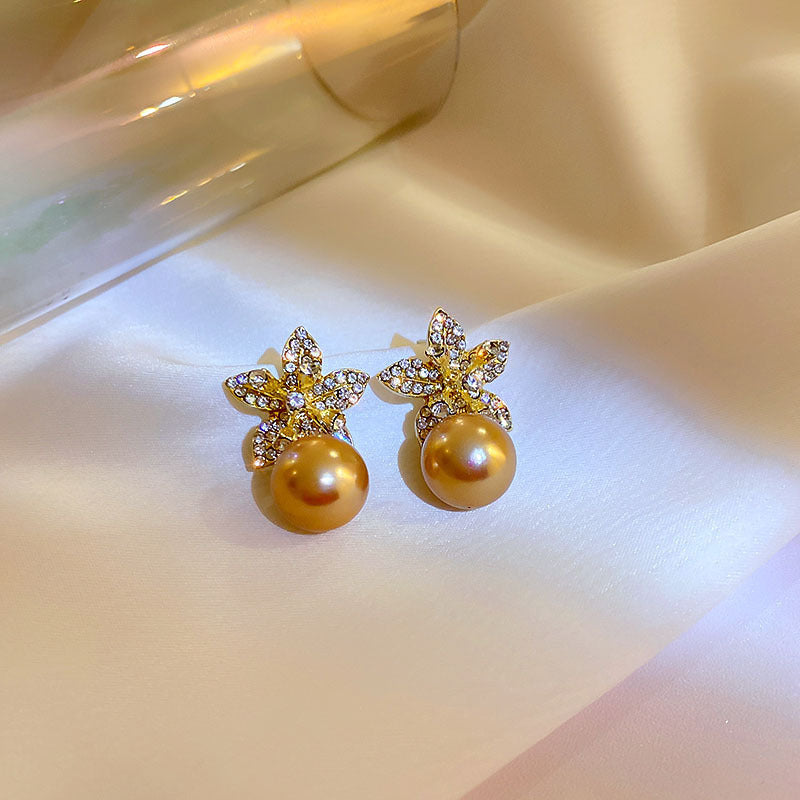 Rhinestone Star Pearl Earrings