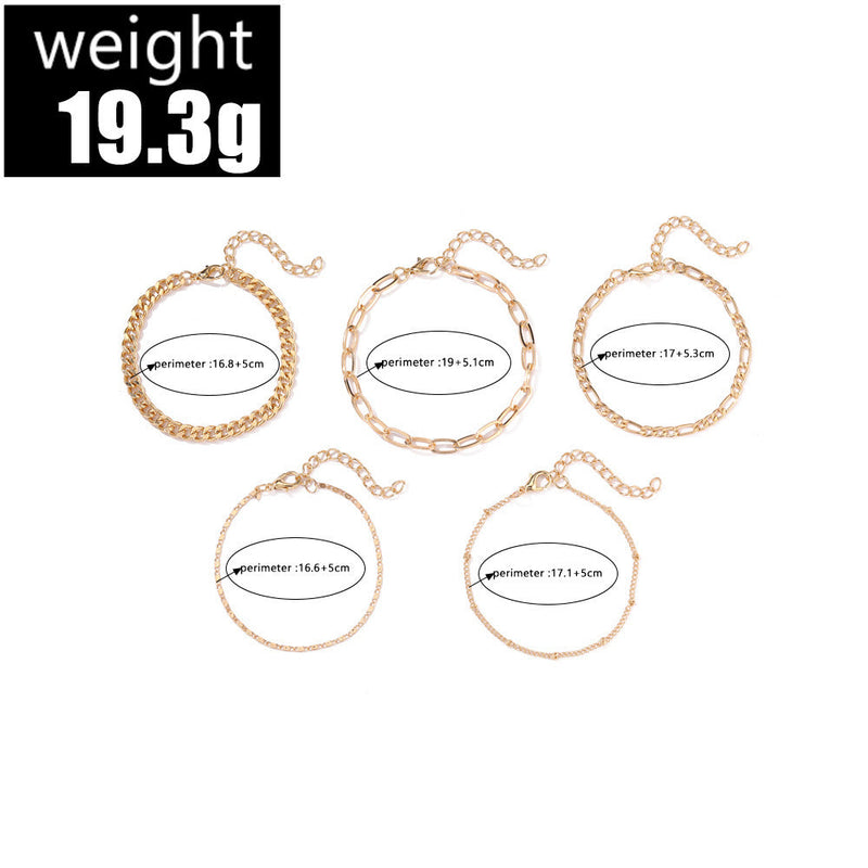 Simple Round Bead Chain Bracelet Set