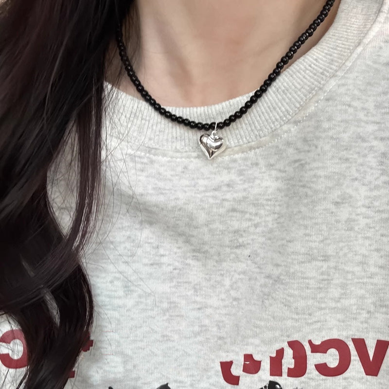 Glass Beads CCB Peach Heart Necklaces