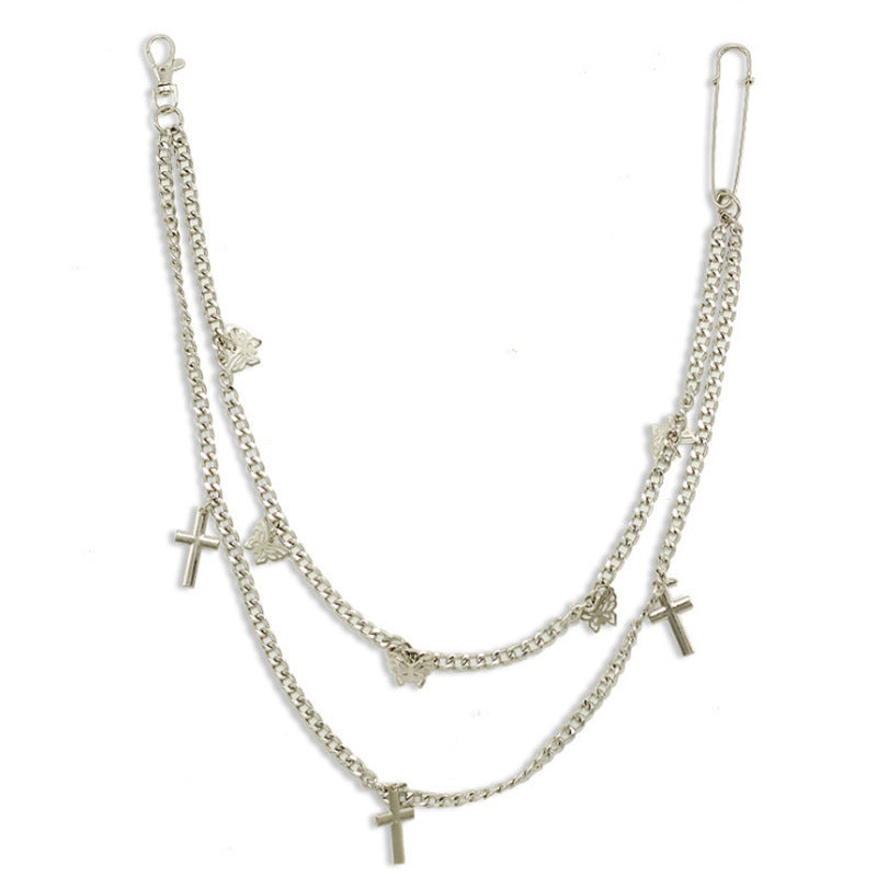 Punk Butterfly Belt Waist Chain Multi Layer HipHop Keychain Jewelry