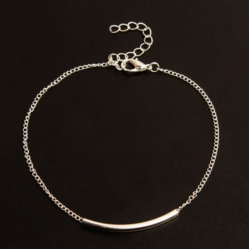 Women Square Tube Curved Bar Ankle Bracelets