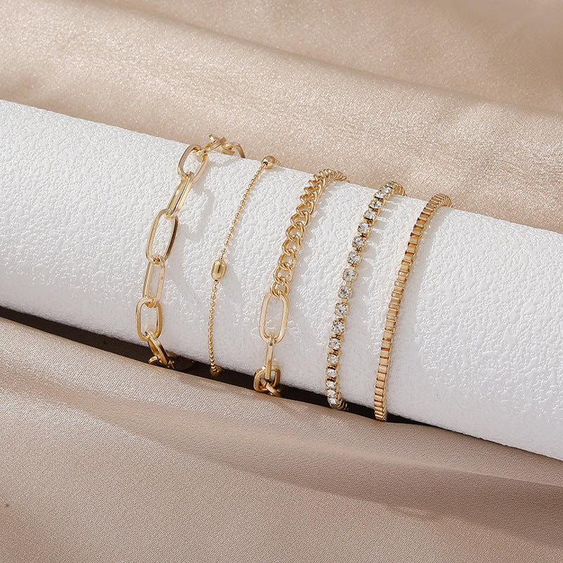 Classic Round Rhinestone Chain Buckle Bracelet