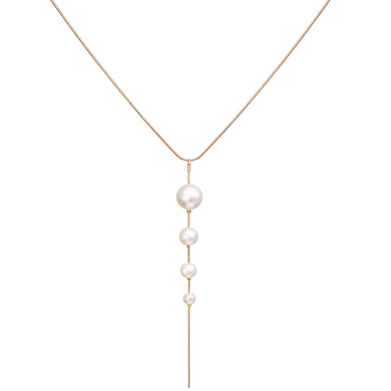 Pearl Tassel Pendant Gold Color Chain Necklace for Women