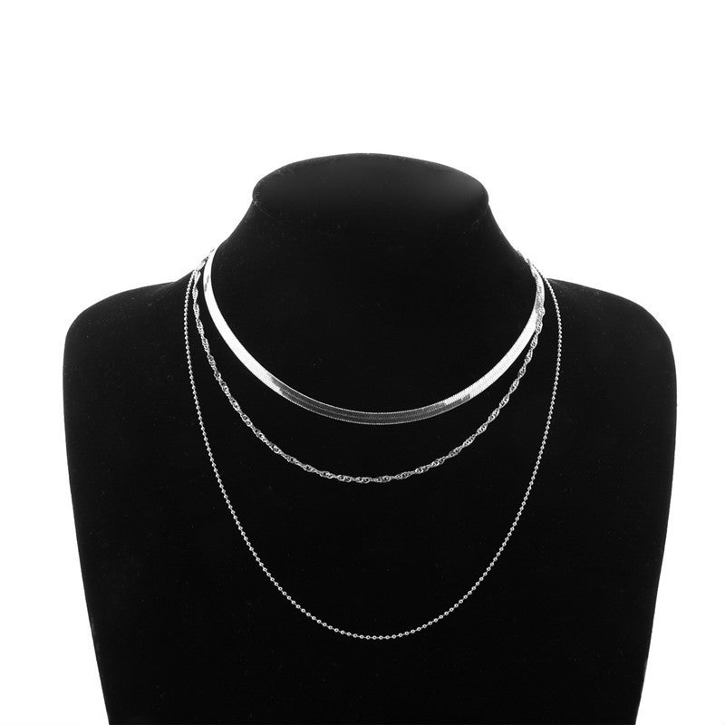 Double Layer Herringbone Snake Chain Necklace