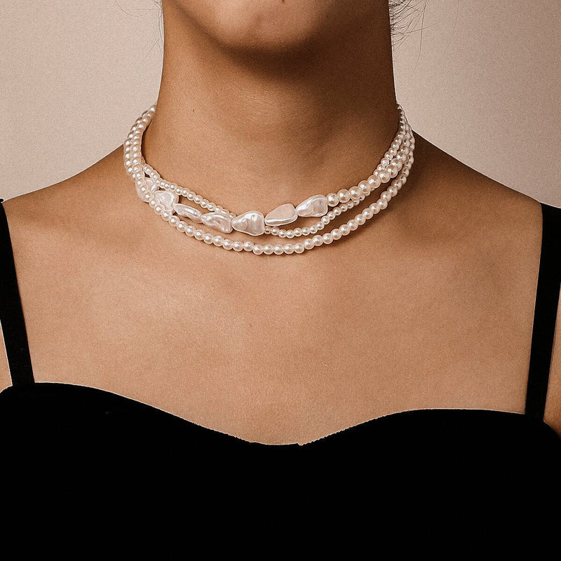 Multi-Layer Baroque Pearl Choker Necklace for Women