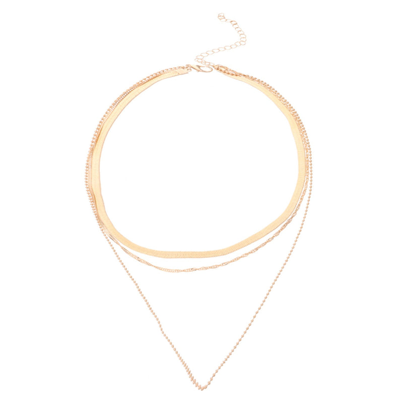 Punk Multi Layered Flat Blade Snake Link Chain Choker Necklace