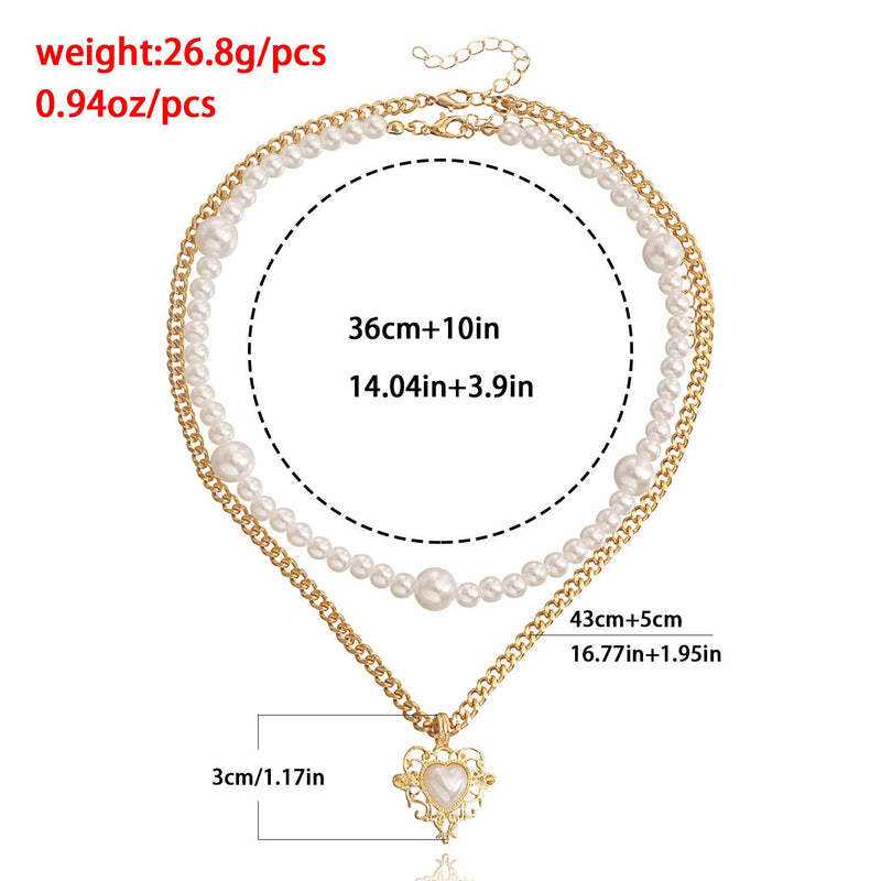 Hollow Love Cross Pendant Pearl Necklace