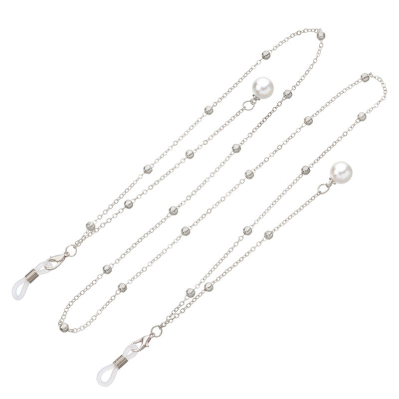 Pearl Tassel Long Glasses Metal Round Bead Chain