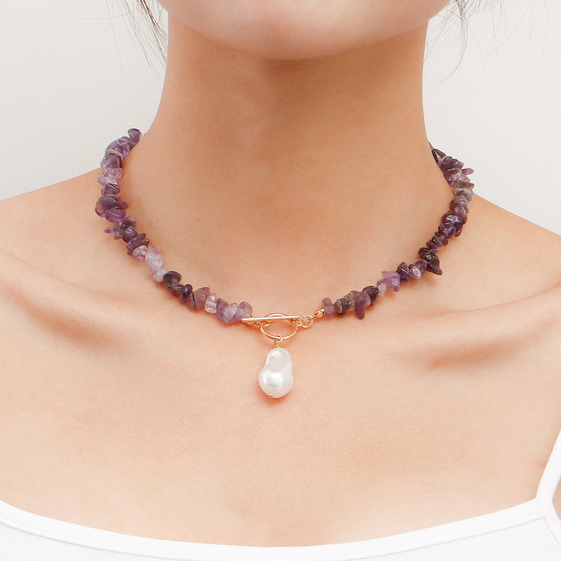 Natural Gravel Gemstone OT Buckle Necklace