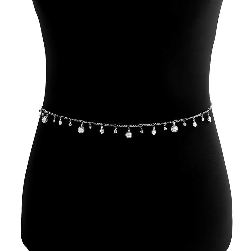 Pearl Tassel Rhinestone Waist Chain