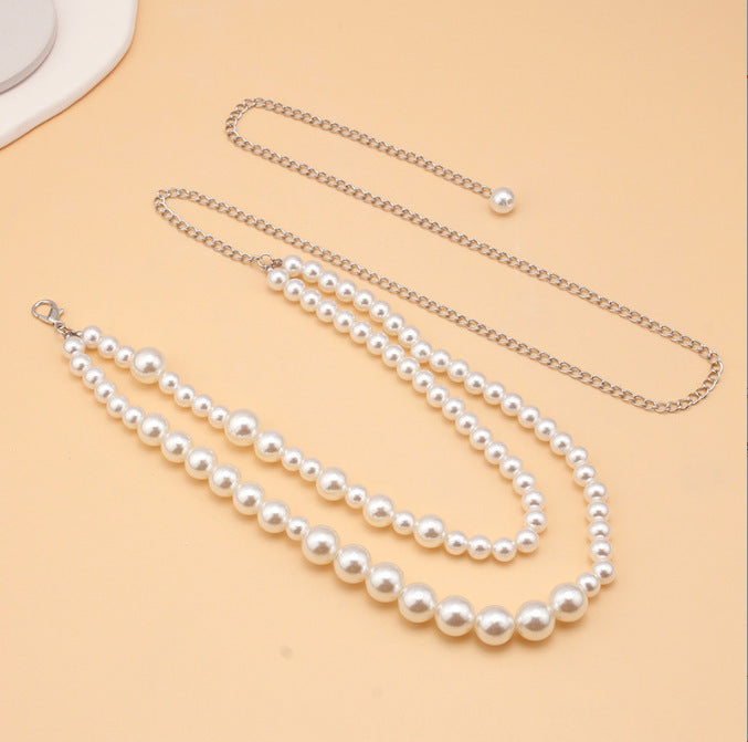 Sexy Body Chain Double-Layer Imitation Pearl Waist Chain