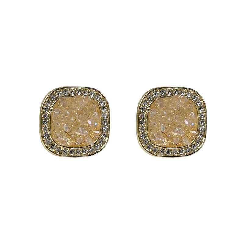 Geometric Square Crystal Studs Earrings