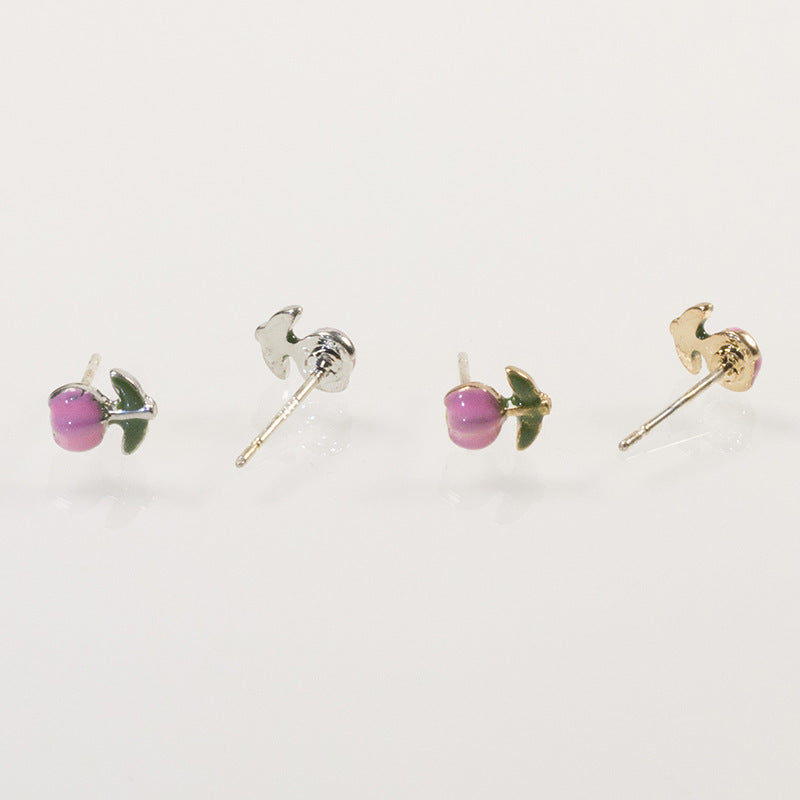 Flower cactus stud earrings set
