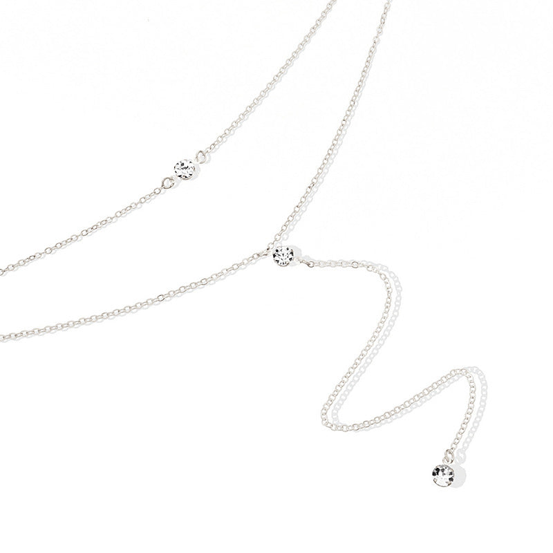 White Crystal Chain Necklace for Women