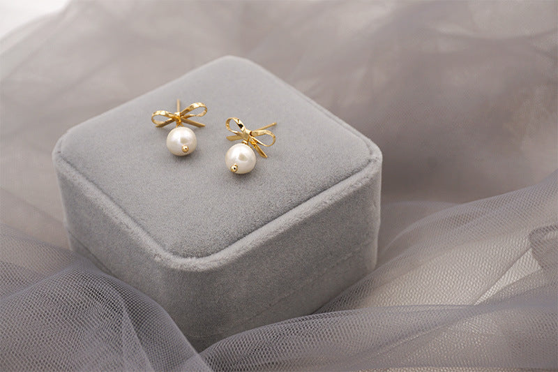 Elegant Pearl Bow Knot Earrings