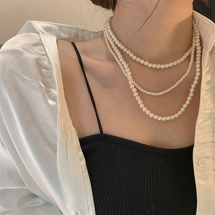 Multi-layer Artificial Pearl Beaded Necklace