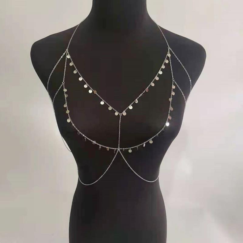 Women Sexy Bra Chain Jewelry Shiny Tassel Sequin