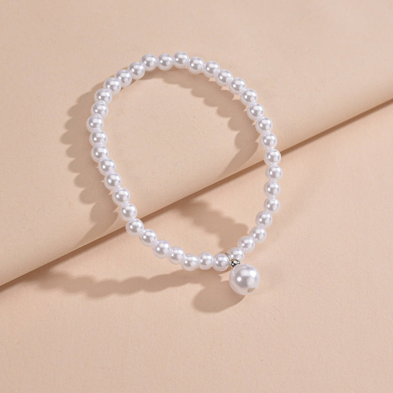 Pearl Beaded Anklet Chain Elastic Beach Foot Bracelet