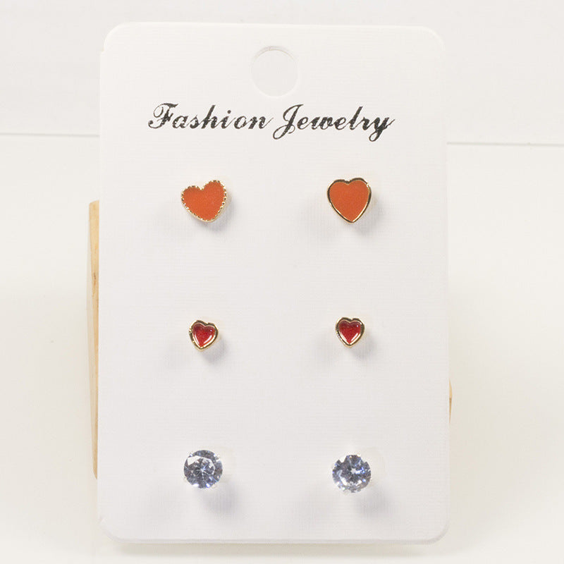 Love zircon stud earrings set