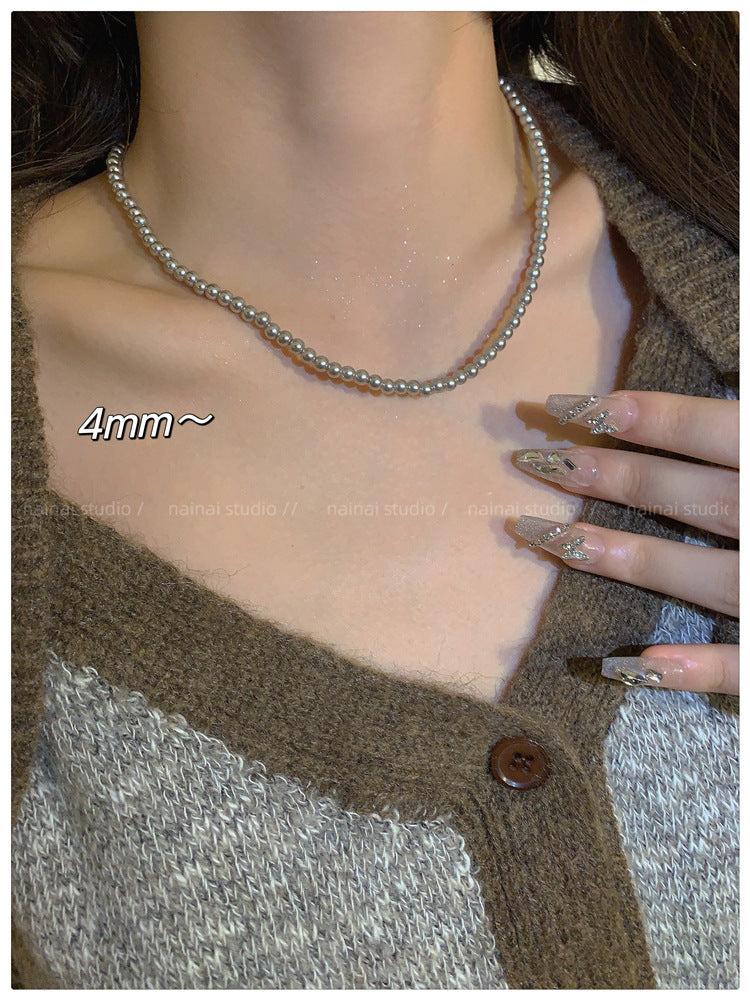 Gray Glass Pearl Fashion Necklaces for Gift
