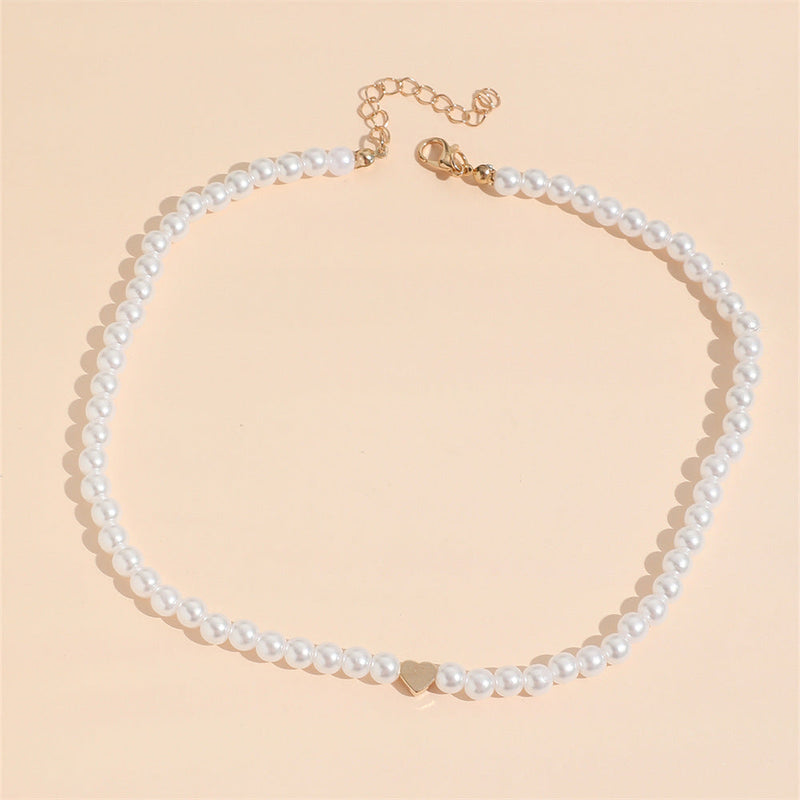 Heart Pearl Necklace for Woman