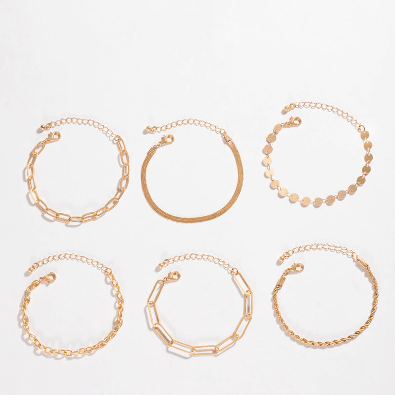 Rectangle Paper Clip Chain Bracelet Set