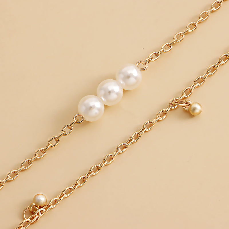 Vintage Double Layer Pearl Bead Chain Belly Chain