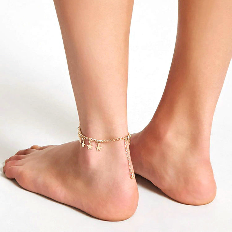 Star Pendants Tassel Anklets Chain