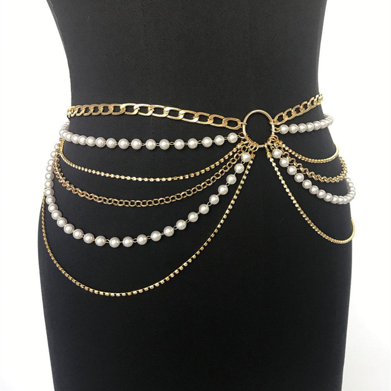 Pearl Dress Belt Female Multilayer Waist Chain Belt