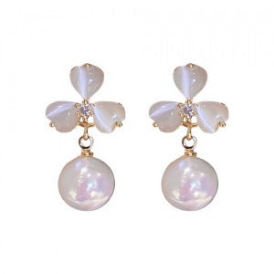 Opal Clover Pearl Earrings for Women