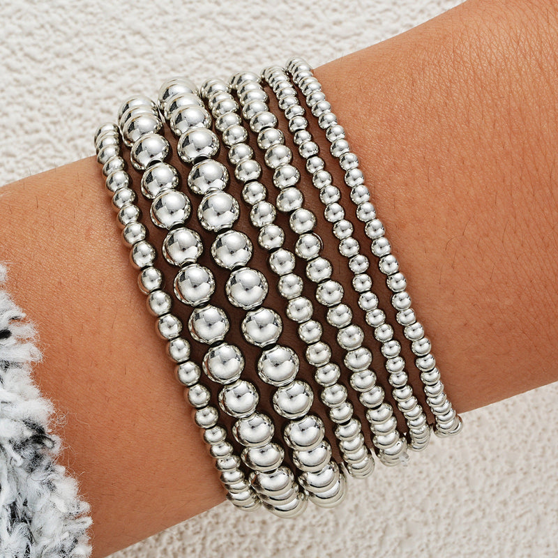 Metallic round beads layer bracelet