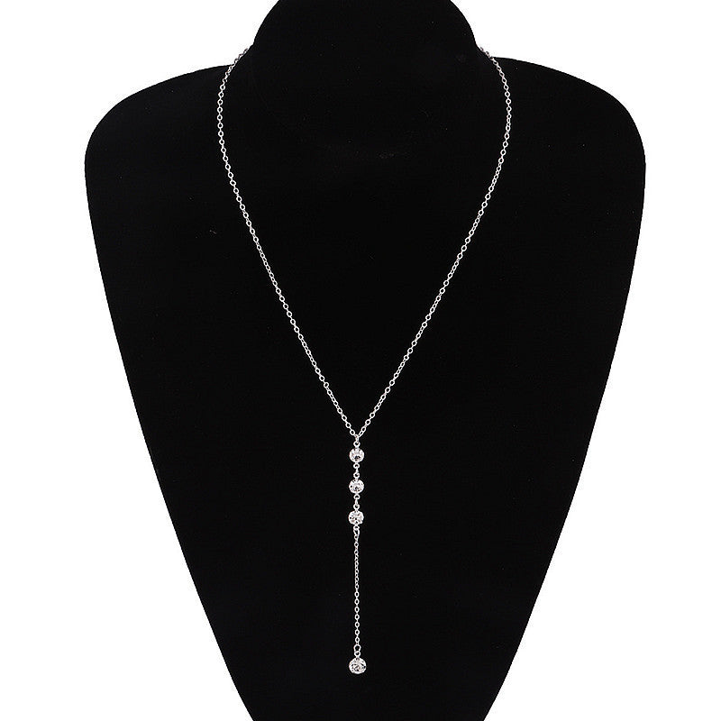Rhinestone Chain Women Tassels Necklace