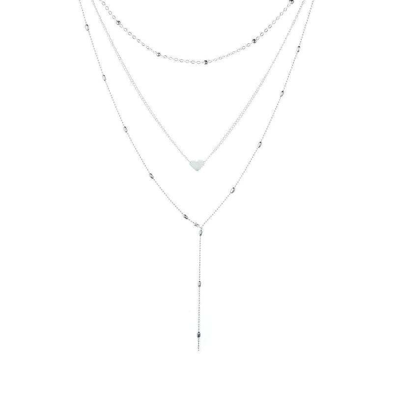 Women Necklaces Pendants 3 Multi Layer Heart Tassel Charm
