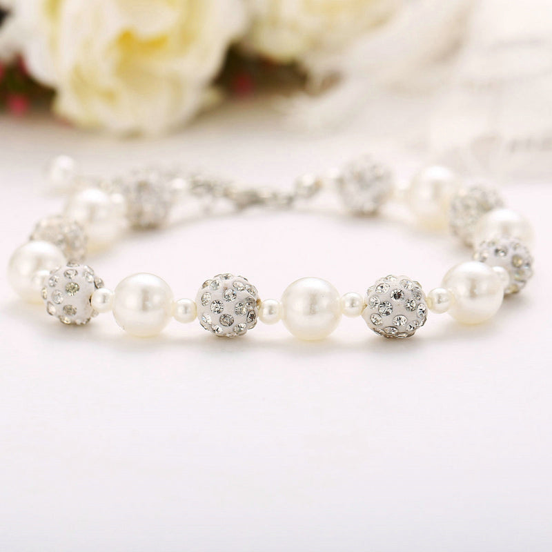 Imitation Pearl Stone Ball Bracelet