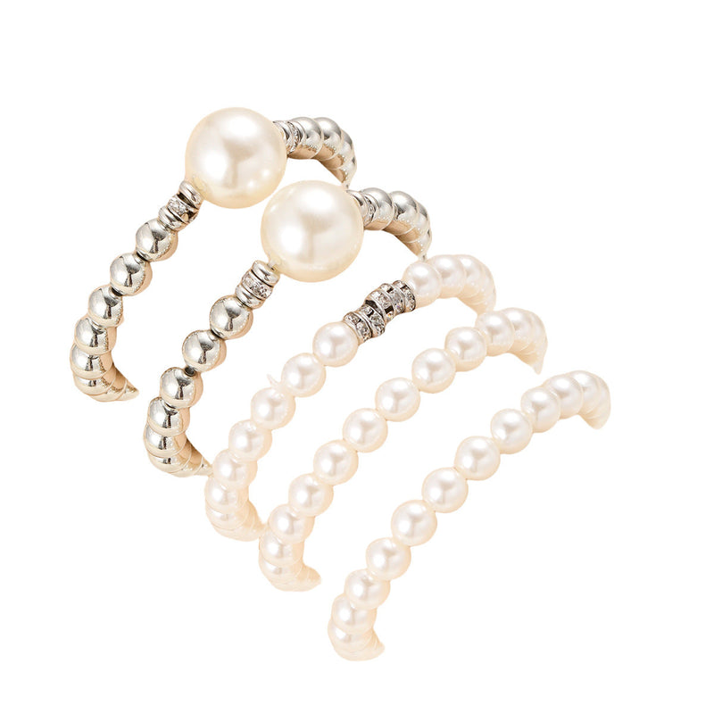 Exaggerated Pearl Layered Bracelet Set