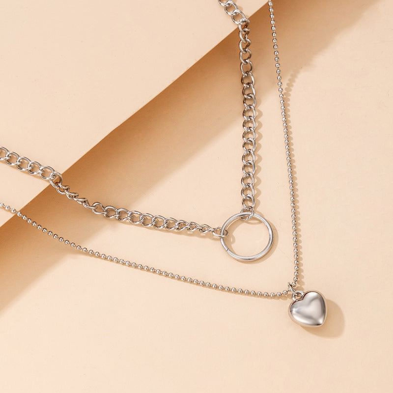 Heart Layered Chain Necklace for Women