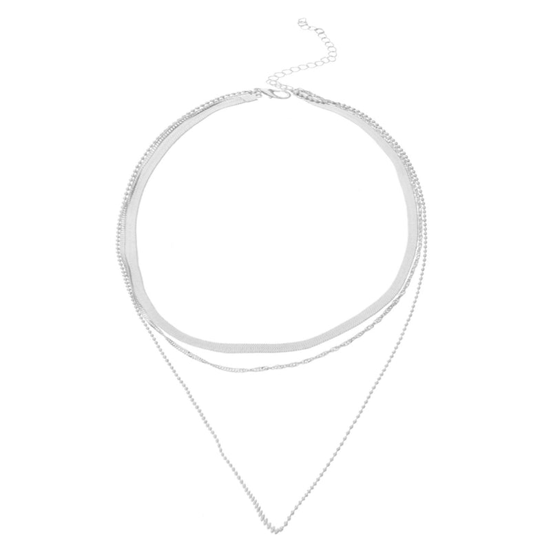 Punk Multi Layered Flat Blade Snake Link Chain Choker Necklace