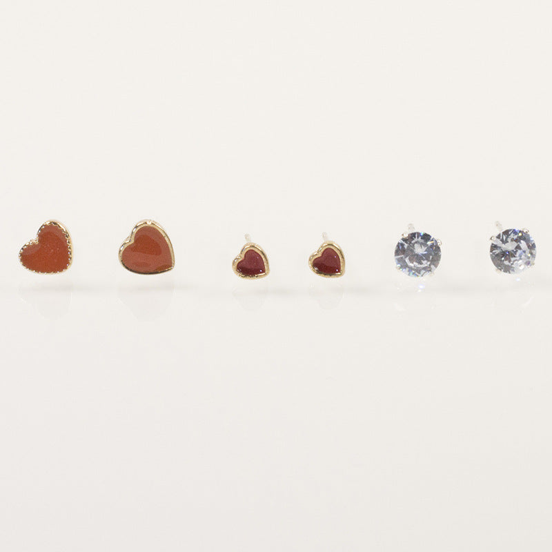 Love zircon stud earrings set